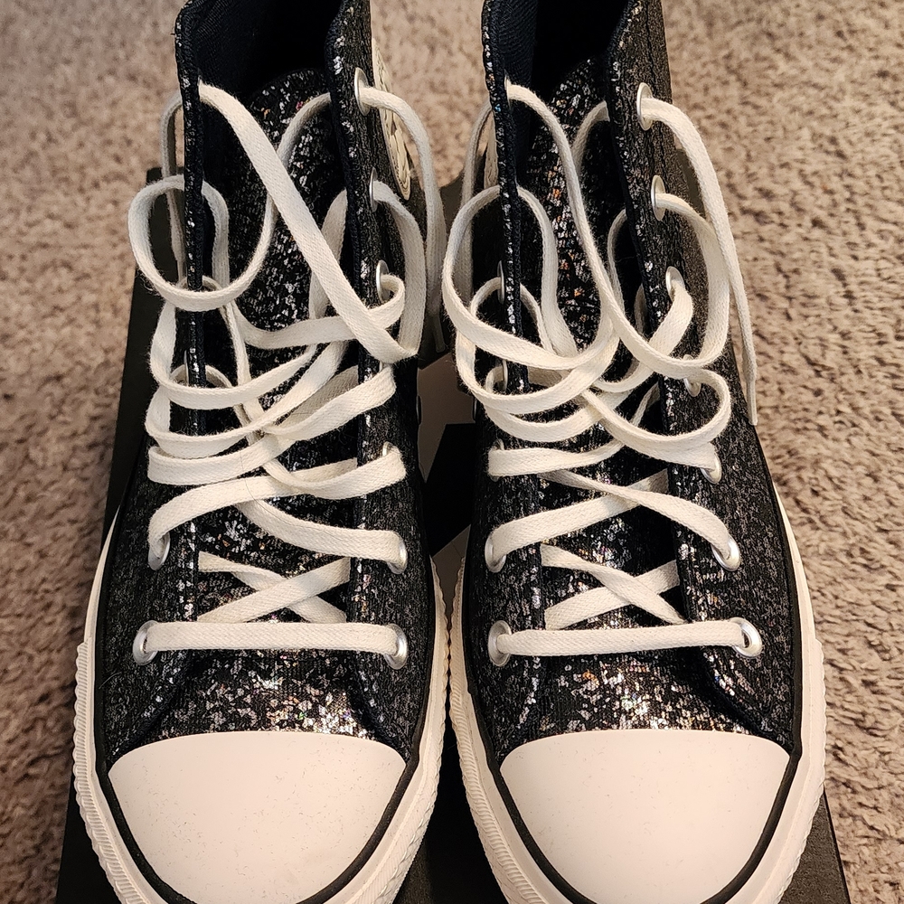 Converse LIFT Black and Silver Glitter Sneakers - Picture 4 of 6